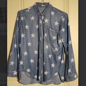 Denim Blue Star Women's Button Down Shirt